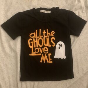 Halloween Shirt Toddler Size 90 12 Months Ghost Black 100% Cotton‎